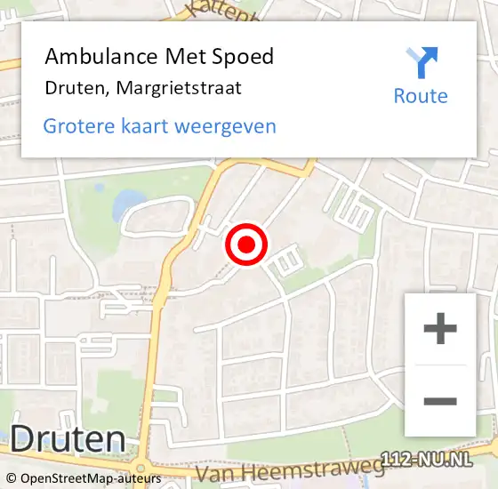 Locatie op kaart van de 112 melding: Ambulance Met Spoed Naar Druten, Margrietstraat op 13 november 2018 22:15