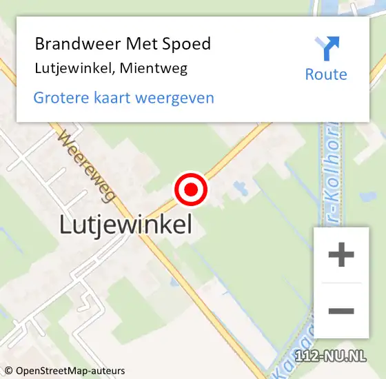 Locatie op kaart van de 112 melding: Brandweer Met Spoed Naar Lutjewinkel, Mientweg op 14 november 2018 06:59