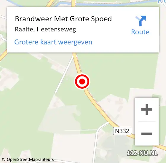 Locatie op kaart van de 112 melding: Brandweer Met Grote Spoed Naar Raalte, Heetenseweg op 14 november 2018 07:33