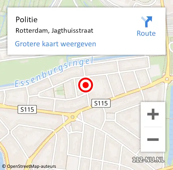 Locatie op kaart van de 112 melding: Politie Rotterdam, Jagthuisstraat op 14 november 2018 08:10