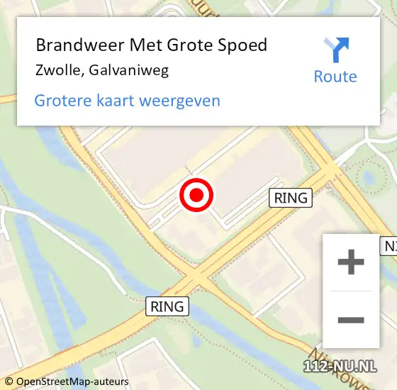 Locatie op kaart van de 112 melding: Brandweer Met Grote Spoed Naar Zwolle, Galvaniweg op 14 november 2018 08:16