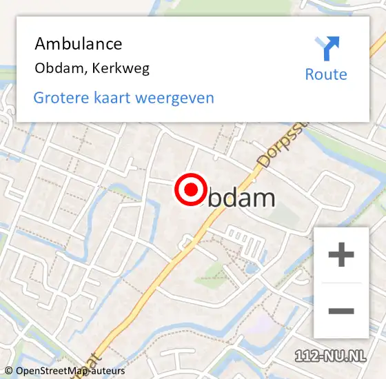 Locatie op kaart van de 112 melding: Ambulance Obdam, Kerkweg op 14 november 2018 08:30