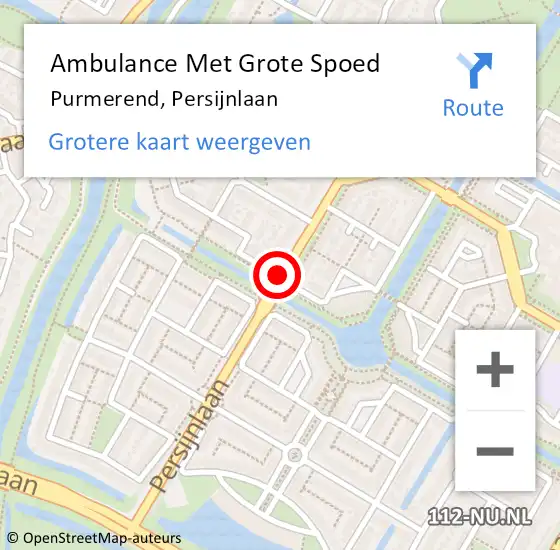 Locatie op kaart van de 112 melding: Ambulance Met Grote Spoed Naar Purmerend, Persijnlaan op 14 november 2018 08:35