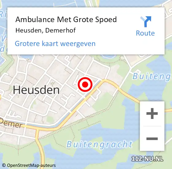 Locatie op kaart van de 112 melding: Ambulance Met Grote Spoed Naar Heusden, Demerhof op 14 november 2018 09:34