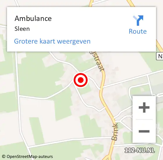 Locatie op kaart van de 112 melding: Ambulance Sleen op 14 november 2018 11:04