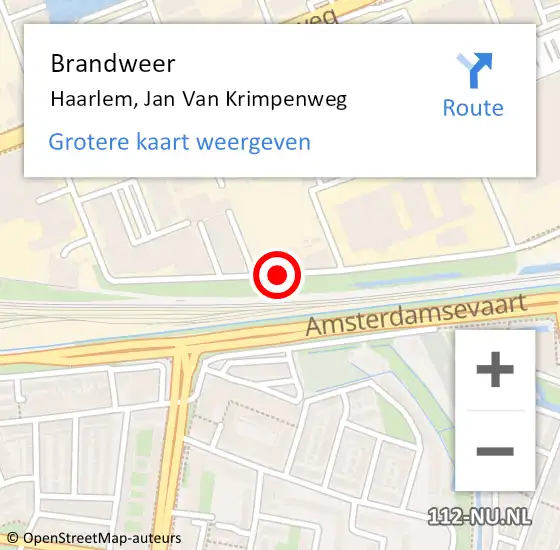 Locatie op kaart van de 112 melding: Brandweer Haarlem, Jan Van Krimpenweg op 14 november 2018 11:12