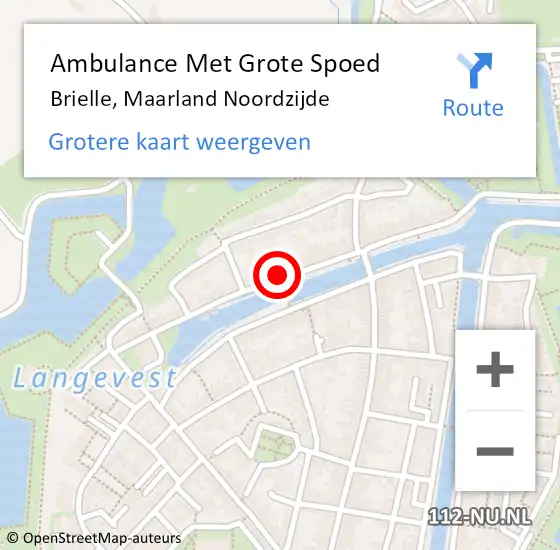 Locatie op kaart van de 112 melding: Ambulance Met Grote Spoed Naar Brielle, Maarland Noordzijde op 14 november 2018 11:49