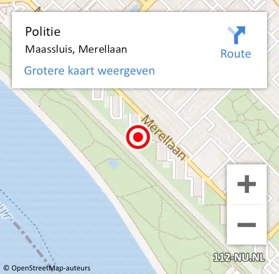 Locatie op kaart van de 112 melding: Politie Maassluis, Merellaan op 14 november 2018 12:07