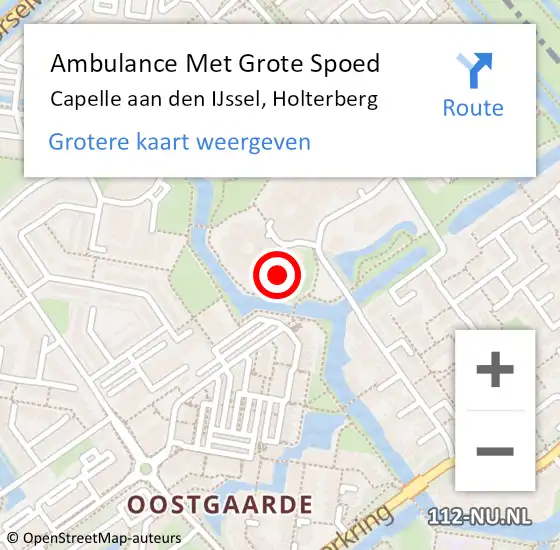 Locatie op kaart van de 112 melding: Ambulance Met Grote Spoed Naar Capelle aan den IJssel, Holterberg op 14 november 2018 12:19