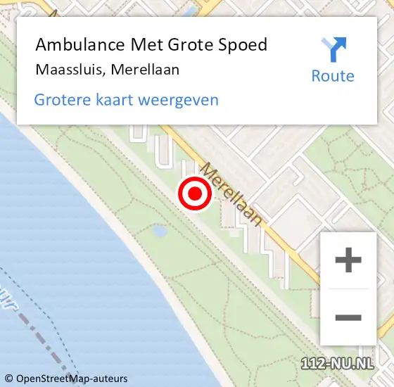 Locatie op kaart van de 112 melding: Ambulance Met Grote Spoed Naar Maassluis, Merellaan op 14 november 2018 12:22