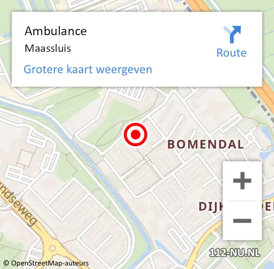 Locatie op kaart van de 112 melding: Ambulance Maassluis op 14 november 2018 12:25