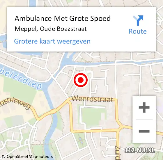 Locatie op kaart van de 112 melding: Ambulance Met Grote Spoed Naar Meppel, Oude Boazstraat op 14 november 2018 13:41