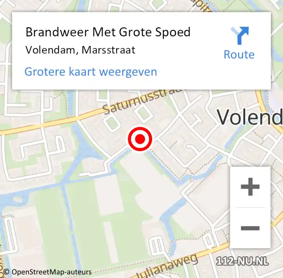Locatie op kaart van de 112 melding: Brandweer Met Grote Spoed Naar Volendam, Marsstraat op 14 november 2018 14:23