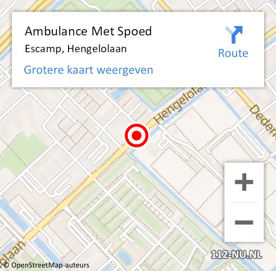 Locatie op kaart van de 112 melding: Ambulance Met Spoed Naar Escamp, Hengelolaan op 14 november 2018 18:36