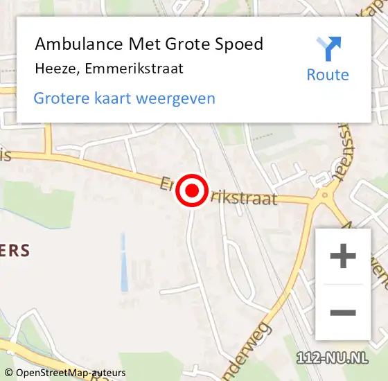 Locatie op kaart van de 112 melding: Ambulance Met Grote Spoed Naar Heeze, Emmerikstraat op 14 november 2018 18:57