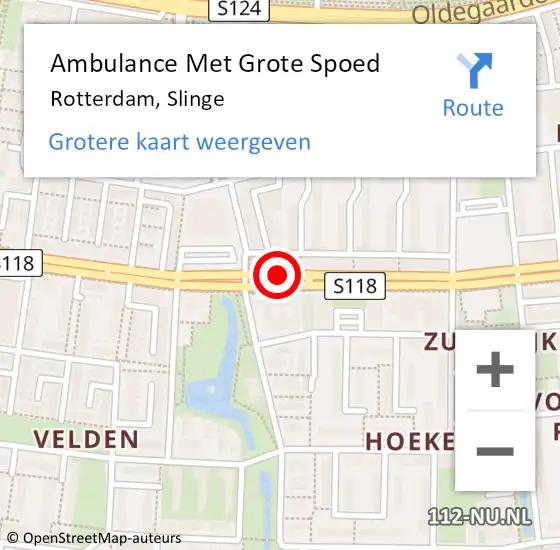 Locatie op kaart van de 112 melding: Ambulance Met Grote Spoed Naar Rotterdam, Slinge op 14 november 2018 21:14