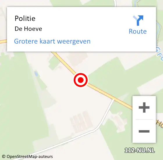 Locatie op kaart van de 112 melding: Politie De Hoeve op 14 november 2018 22:46