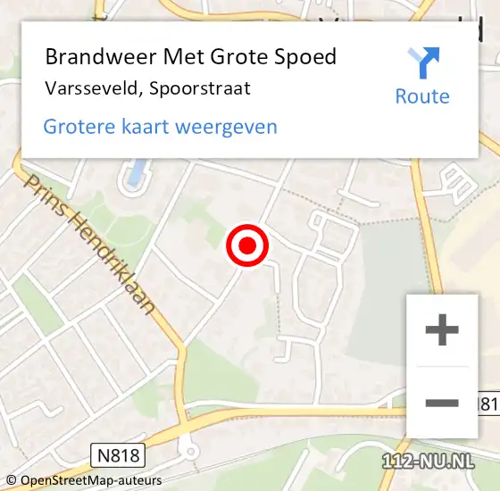 Locatie op kaart van de 112 melding: Brandweer Met Grote Spoed Naar Varsseveld, Spoorstraat op 14 november 2018 23:03