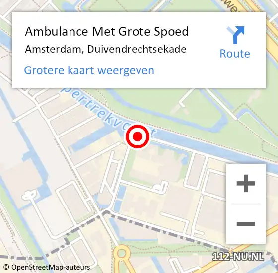 Locatie op kaart van de 112 melding: Ambulance Met Grote Spoed Naar Amsterdam, Duivendrechtsekade op 14 november 2018 23:10