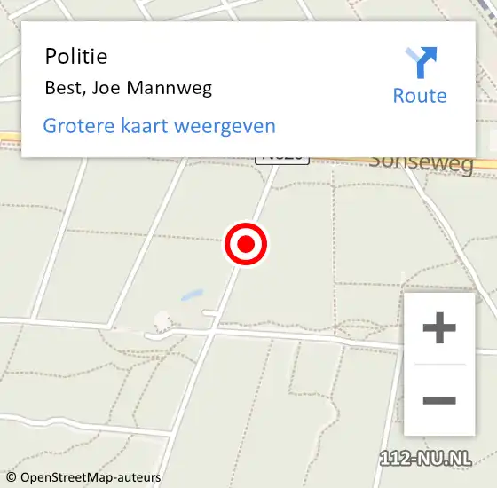 Locatie op kaart van de 112 melding: Politie Best, Joe Mannweg op 14 november 2018 23:32