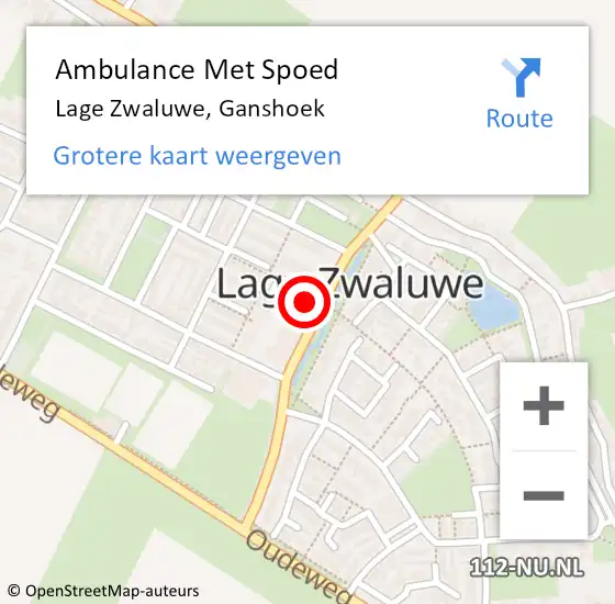 Locatie op kaart van de 112 melding: Ambulance Met Spoed Naar Lage Zwaluwe, Ganshoek op 15 november 2018 03:52
