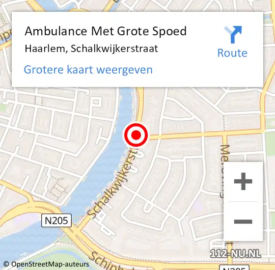 Locatie op kaart van de 112 melding: Ambulance Met Grote Spoed Naar Haarlem, Schalkwijkerstraat op 15 november 2018 06:47