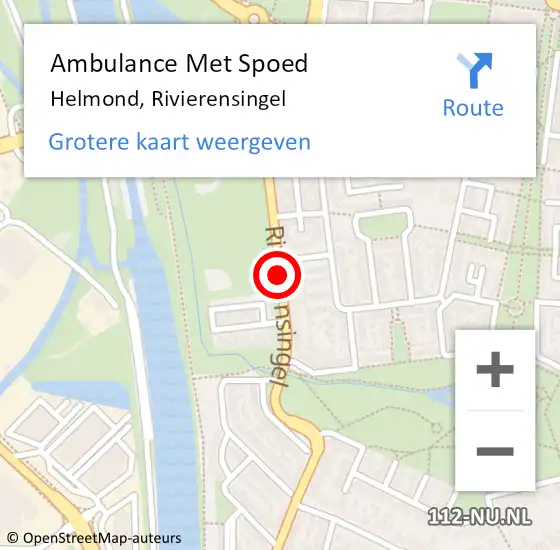 Locatie op kaart van de 112 melding: Ambulance Met Spoed Naar Helmond, Rivierensingel op 15 november 2018 07:26