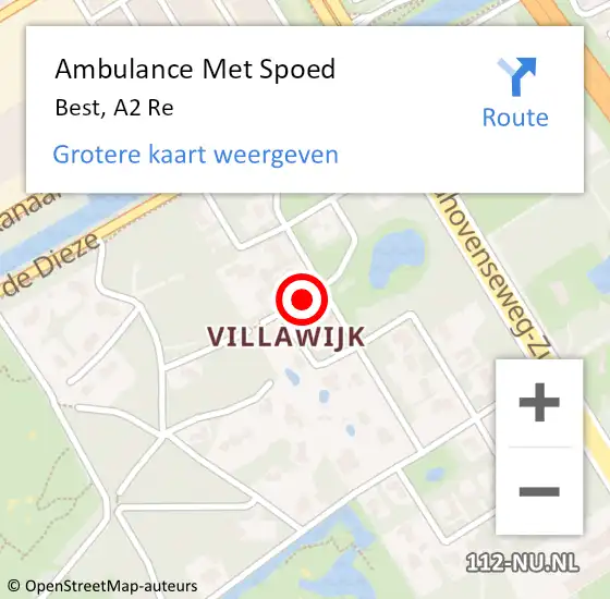 Locatie op kaart van de 112 melding: Ambulance Met Spoed Naar Best, A2 Re op 15 november 2018 07:56