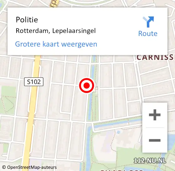 Locatie op kaart van de 112 melding: Politie Rotterdam, Lepelaarsingel op 15 november 2018 08:11