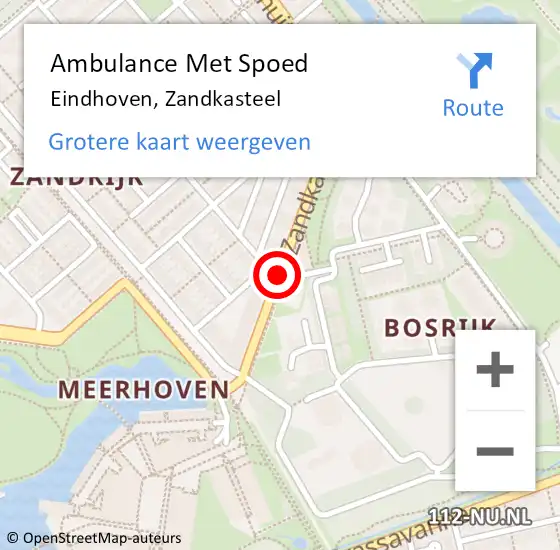 Locatie op kaart van de 112 melding: Ambulance Met Spoed Naar Eindhoven, Zandkasteel op 15 november 2018 08:37
