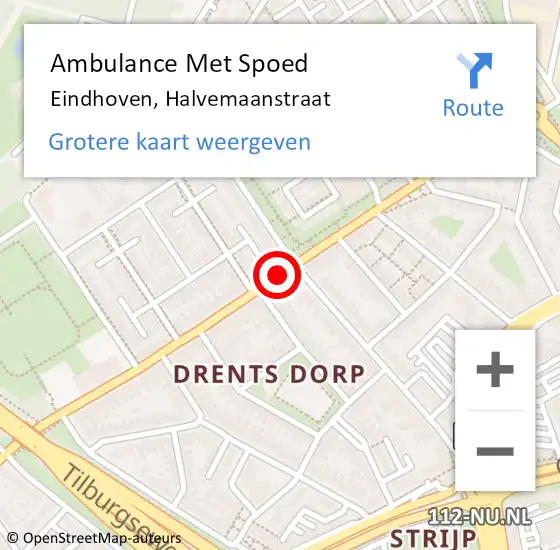 Locatie op kaart van de 112 melding: Ambulance Met Spoed Naar Eindhoven, Halvemaanstraat op 15 november 2018 08:56