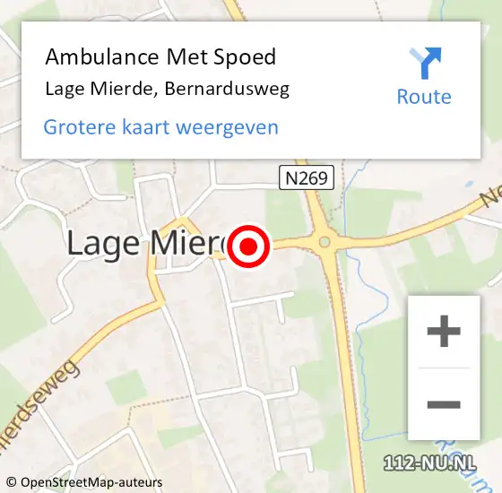Locatie op kaart van de 112 melding: Ambulance Met Spoed Naar Lage Mierde, Bernardusweg op 15 november 2018 09:25
