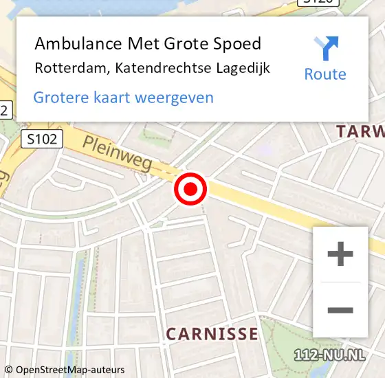 Locatie op kaart van de 112 melding: Ambulance Met Grote Spoed Naar Rotterdam, Katendrechtse Lagedijk op 15 november 2018 09:29
