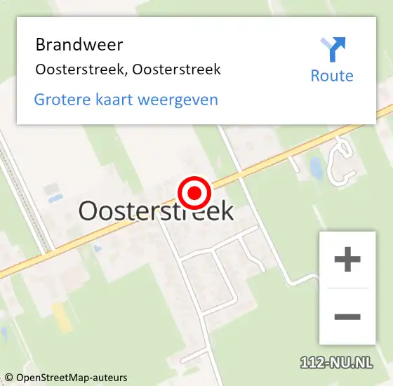 Locatie op kaart van de 112 melding: Brandweer Oosterstreek, Oosterstreek op 15 november 2018 09:36