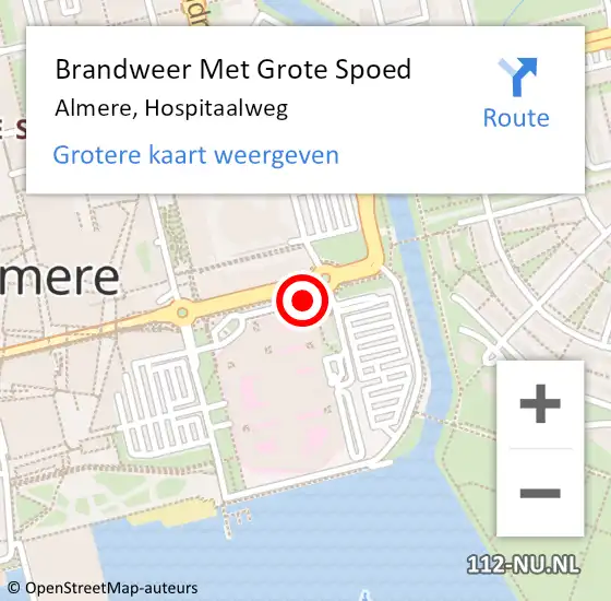 Locatie op kaart van de 112 melding: Brandweer Met Grote Spoed Naar Almere, Hospitaalweg op 15 november 2018 09:40