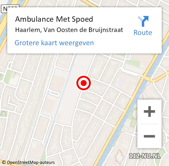Locatie op kaart van de 112 melding: Ambulance Met Spoed Naar Haarlem, Van Oosten de Bruijnstraat op 15 november 2018 10:54