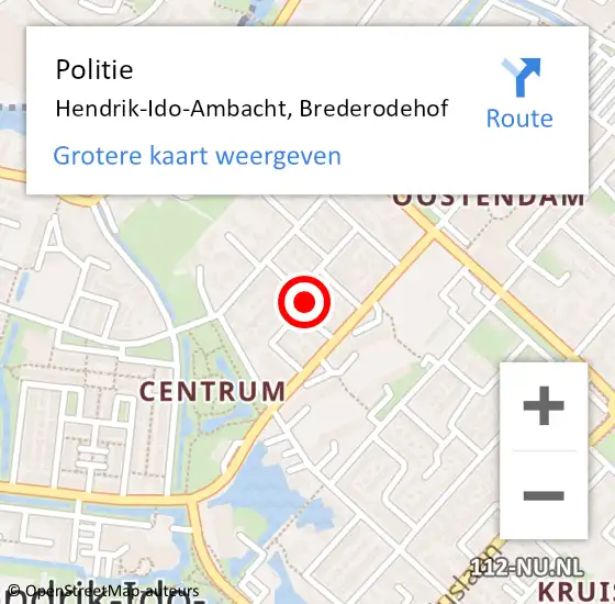 Locatie op kaart van de 112 melding: Politie Hendrik-Ido-Ambacht, Brederodehof op 15 november 2018 11:17