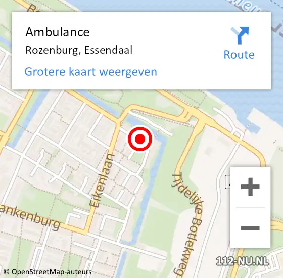 Locatie op kaart van de 112 melding: Ambulance Rozenburg, Essendaal op 15 november 2018 11:38