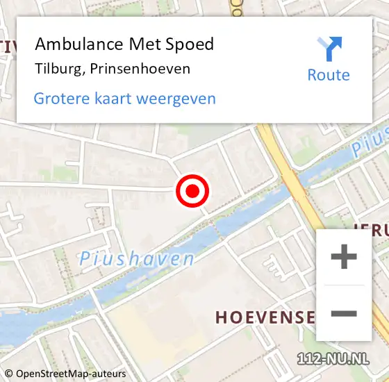 Locatie op kaart van de 112 melding: Ambulance Met Spoed Naar Tilburg, Prinsenhoeven op 15 november 2018 11:48