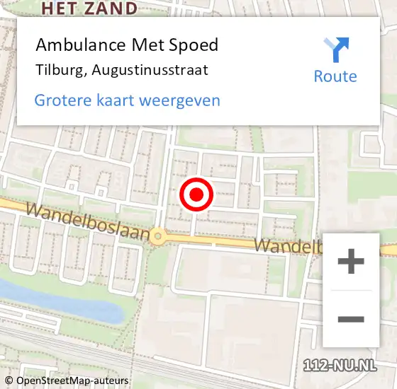 Locatie op kaart van de 112 melding: Ambulance Met Spoed Naar Tilburg, Augustinusstraat op 15 november 2018 11:52