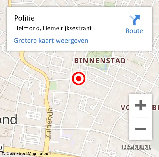 Locatie op kaart van de 112 melding: Politie Helmond, Hemelrijksestraat op 15 november 2018 13:22