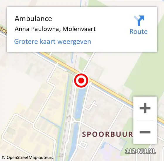 Locatie op kaart van de 112 melding: Ambulance Anna Paulowna, Molenvaart op 15 november 2018 14:23