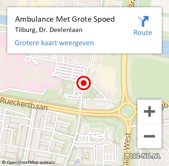 Locatie op kaart van de 112 melding: Ambulance Met Grote Spoed Naar Tilburg, Dr. Deelenlaan op 15 november 2018 14:43