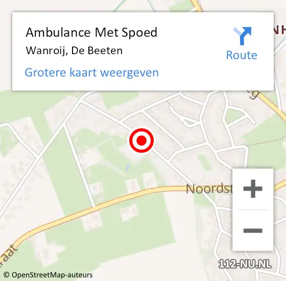 Locatie op kaart van de 112 melding: Ambulance Met Spoed Naar Wanroij, De Beeten op 15 november 2018 16:12