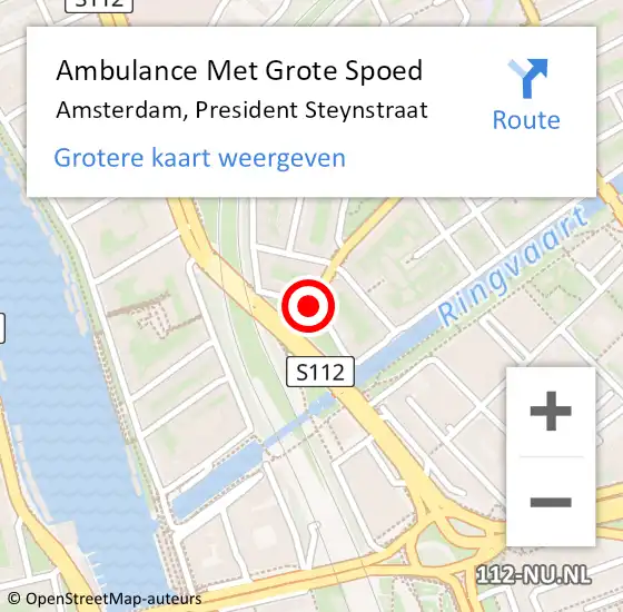 Locatie op kaart van de 112 melding: Ambulance Met Grote Spoed Naar Amsterdam, President Steynstraat op 15 november 2018 19:44