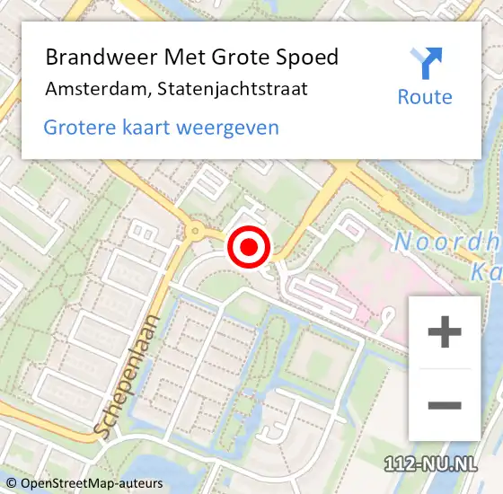 Locatie op kaart van de 112 melding: Brandweer Met Grote Spoed Naar Amsterdam, Statenjachtstraat op 15 november 2018 19:48