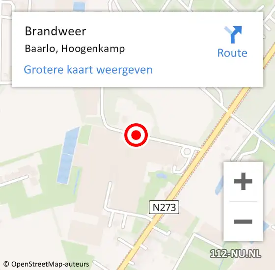 Locatie op kaart van de 112 melding: Brandweer Baarlo, Hoogenkamp op 15 november 2018 20:18