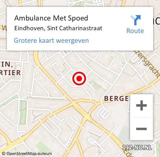 Locatie op kaart van de 112 melding: Ambulance Met Spoed Naar Eindhoven, Sint Catharinastraat op 15 november 2018 20:28