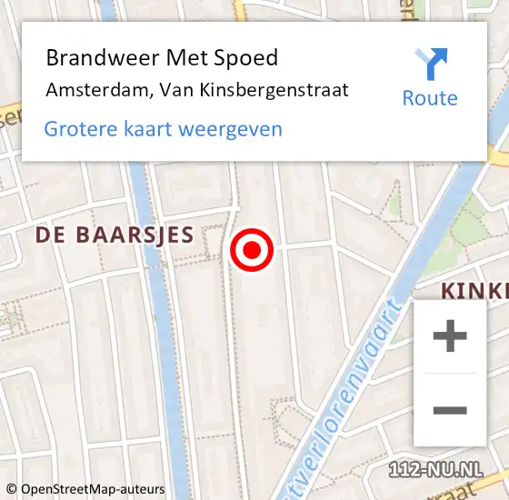 Locatie op kaart van de 112 melding: Brandweer Met Spoed Naar Amsterdam, Van Kinsbergenstraat op 15 november 2018 20:53