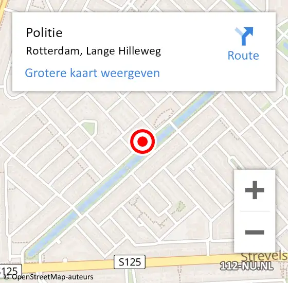 Locatie op kaart van de 112 melding: Politie Rotterdam, Lange Hilleweg op 15 november 2018 21:09